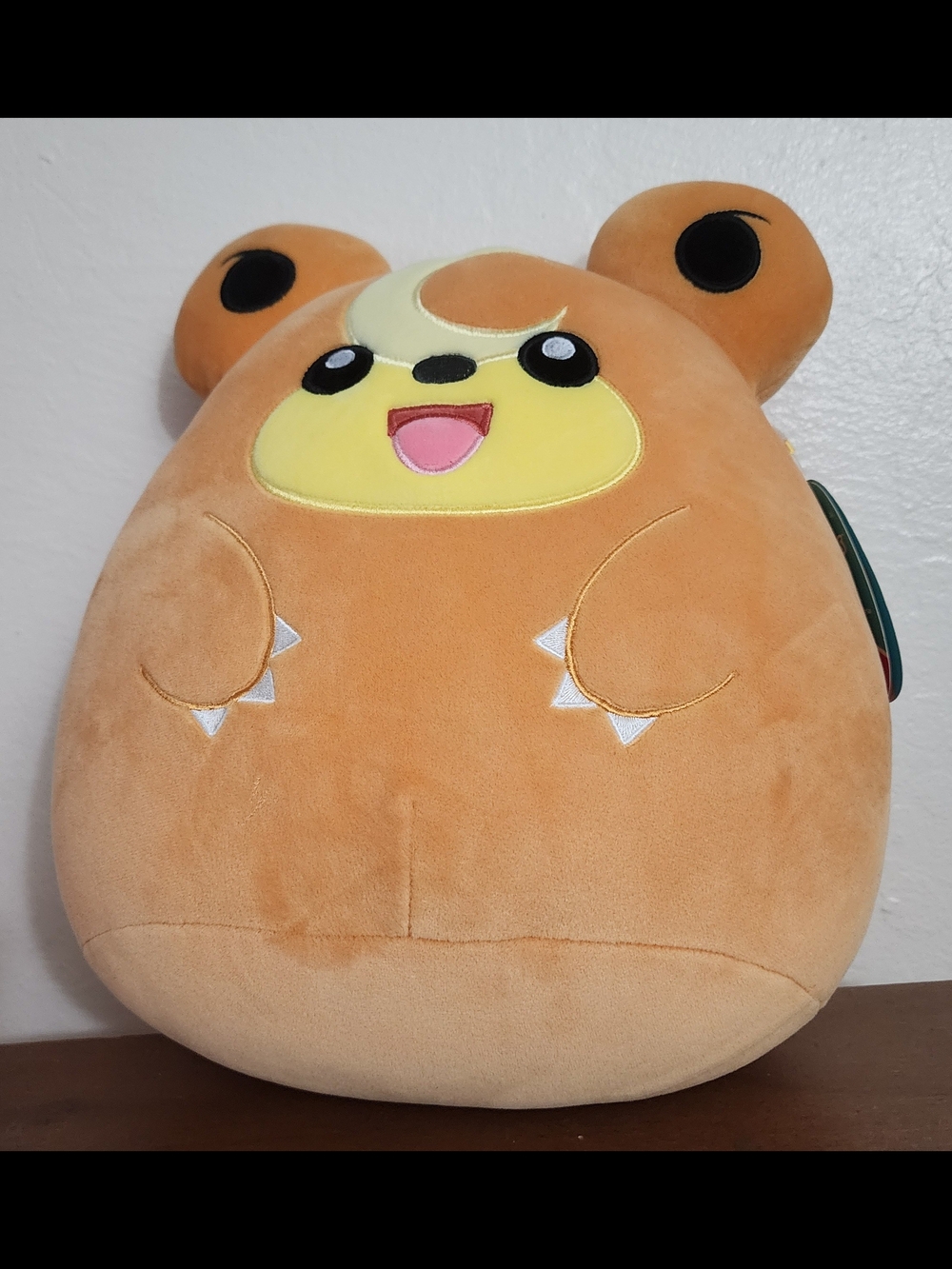 Sqishmallow Pokemon Teddiursa Plush Bear in Warm Orange with Yellow Face